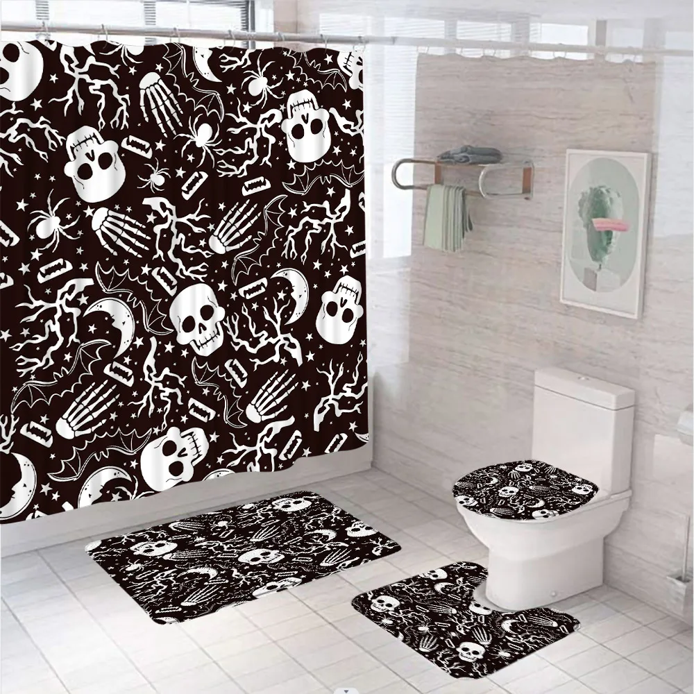 Spa Wellness Locations - 4Pc Cute Halloween Shower Curtains Set