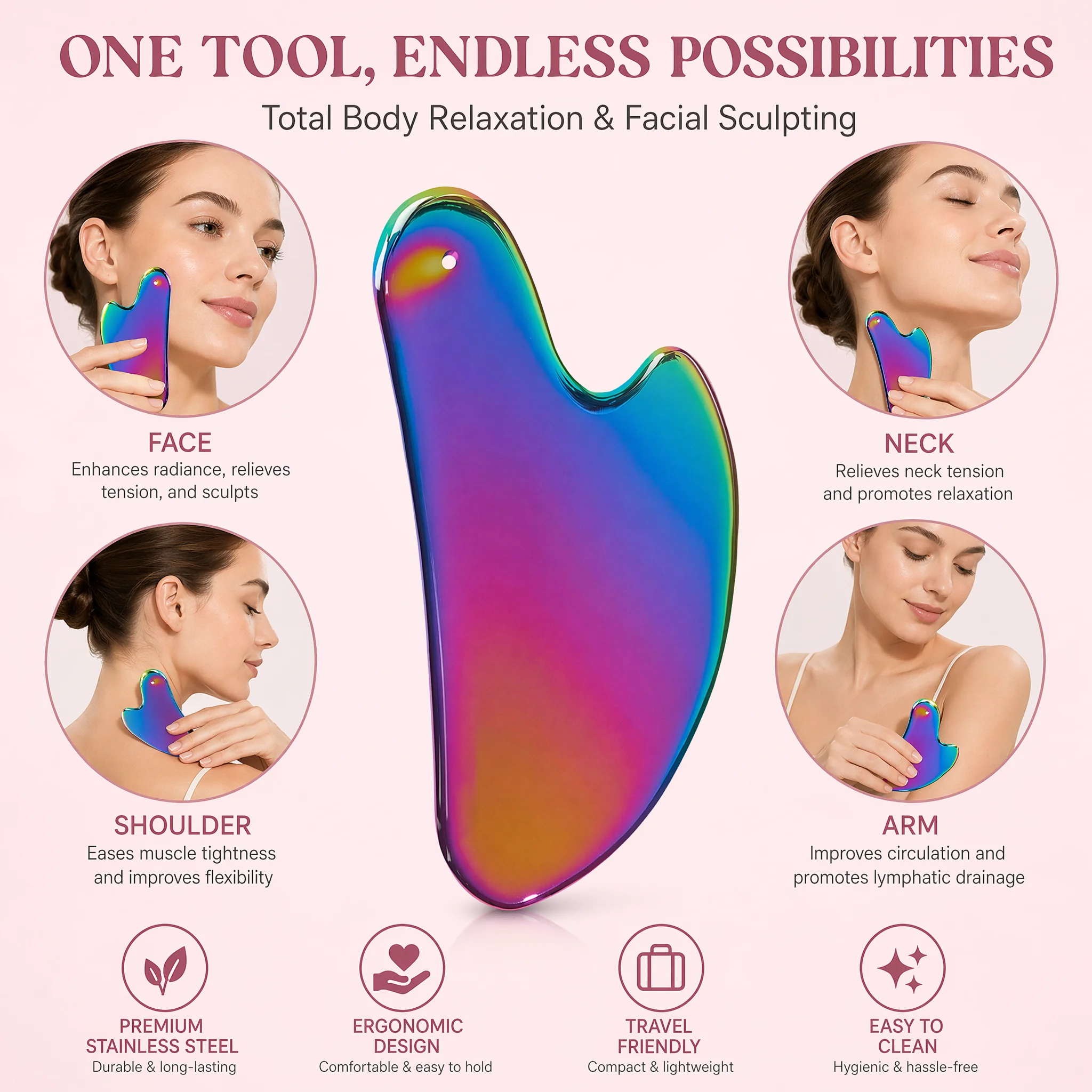 1Pcs Stainless Steel Gua Sha B - Spa Y Wellness recension och pris