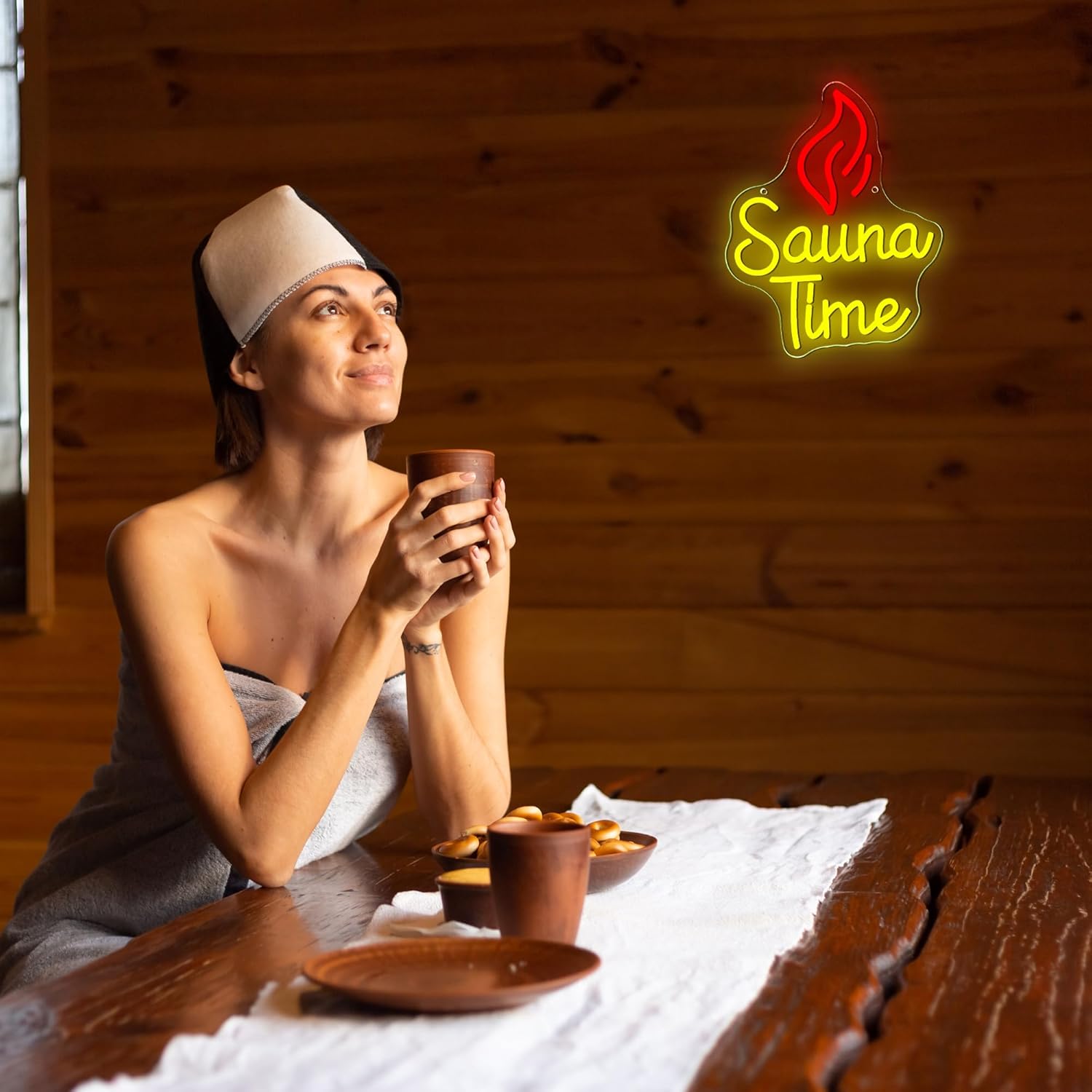 Sauna Time Neon Sign Home Spa  - Spa Wellness Gym recension och pris